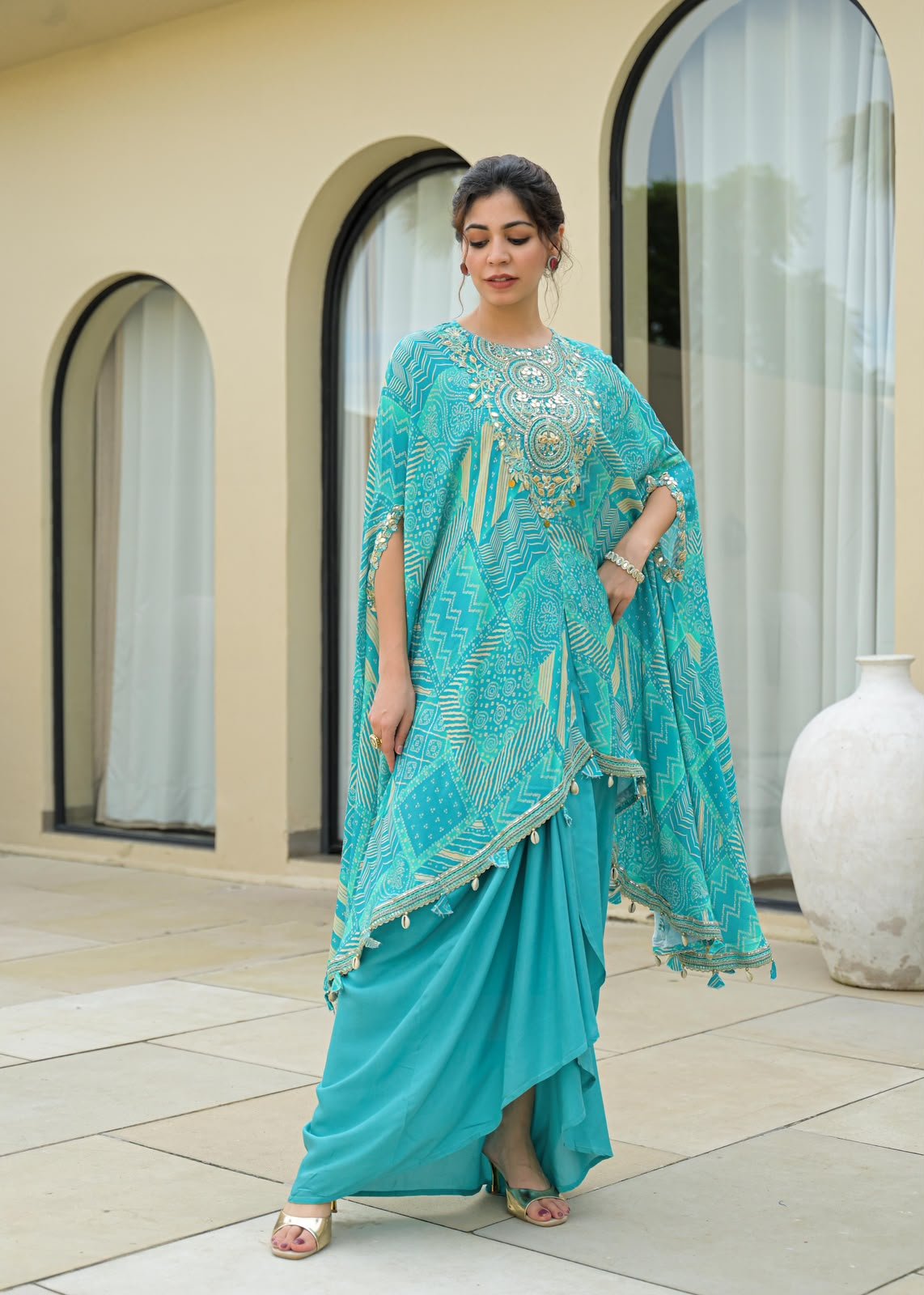 SCD 10- Designer Indo-Western Dress with Drape Skirt