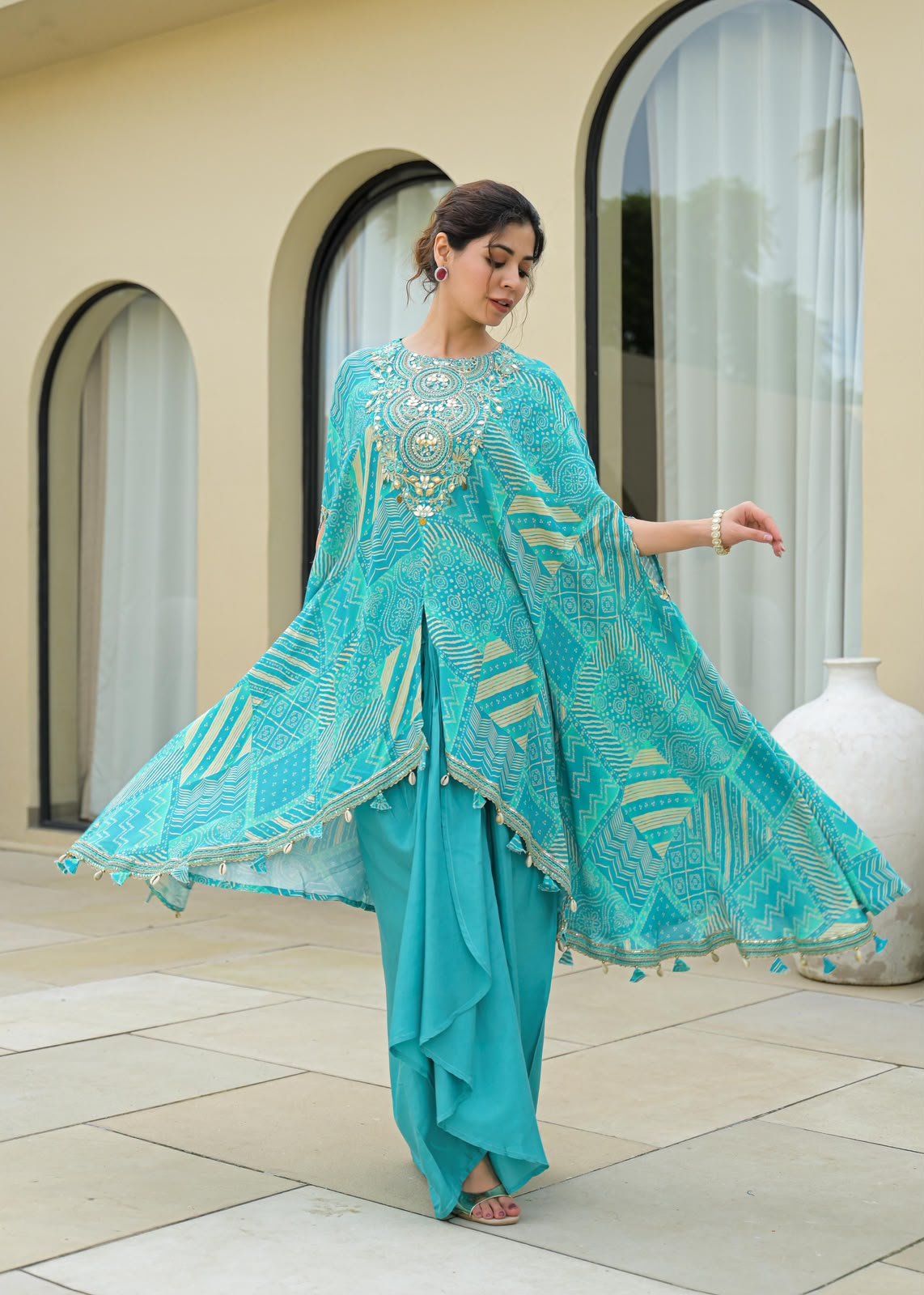 SCD 10- Designer Indo-Western Dress with Drape Skirt