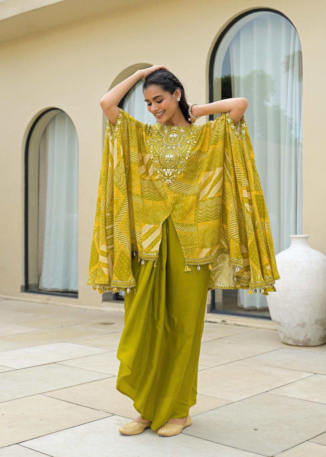 SCD 11- Designer Indo-Western Dress with Drape Skirt