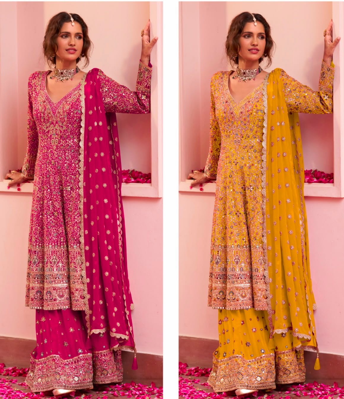 SCD-16 Partywear Pure Georgette Embroidered Suit Set with Divider