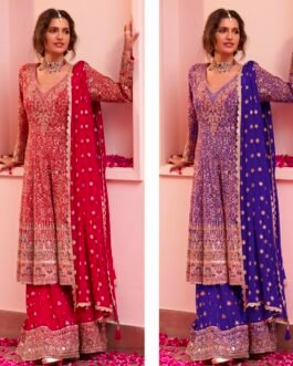SCD-16 Partywear Pure Georgette Embroidered Suit Set with Divider