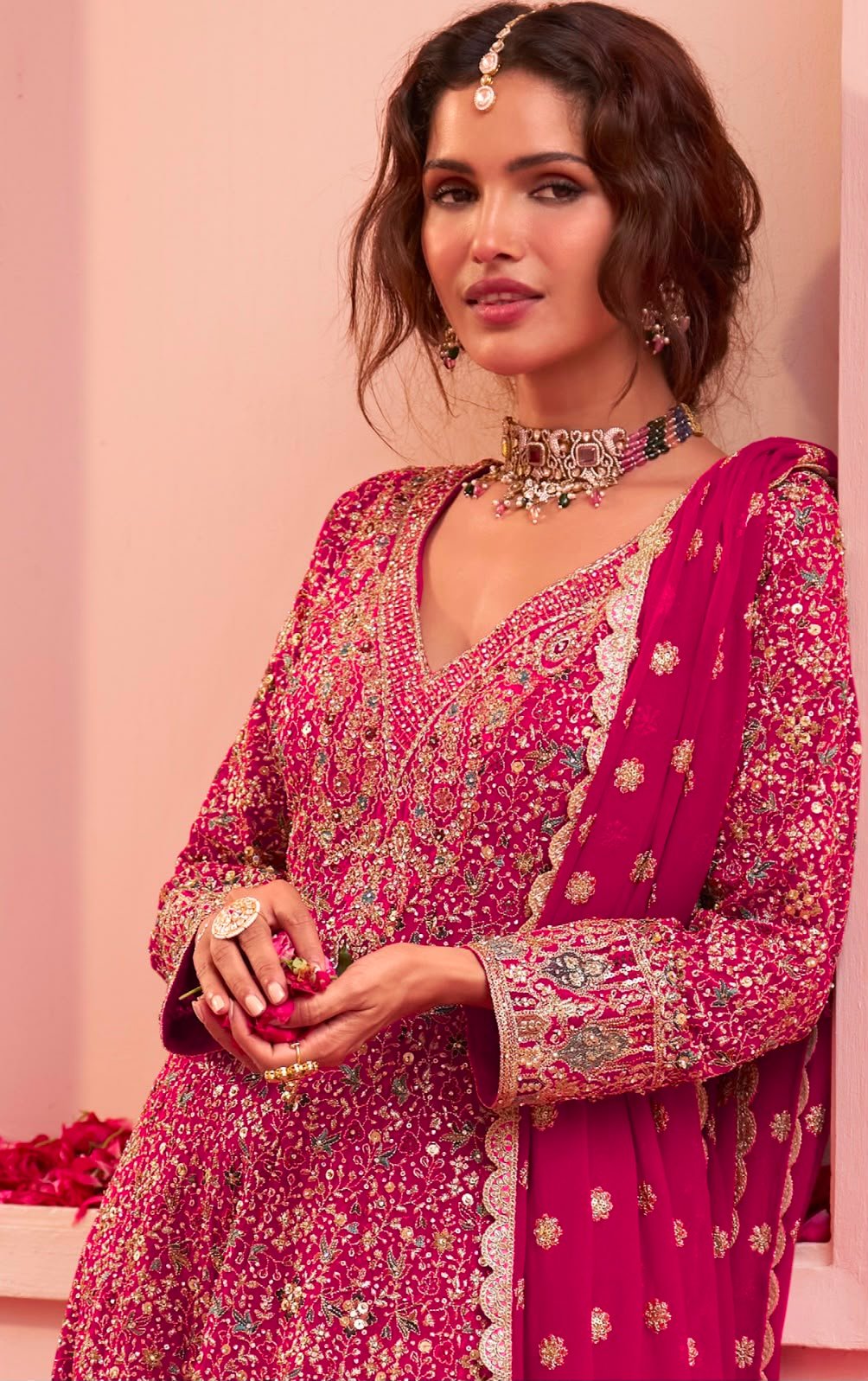 SCD-16 Partywear Pure Georgette Embroidered Suit Set with Divider