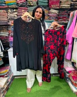 SCD- 21 Pure Crape Farshi Coord with Embroidery