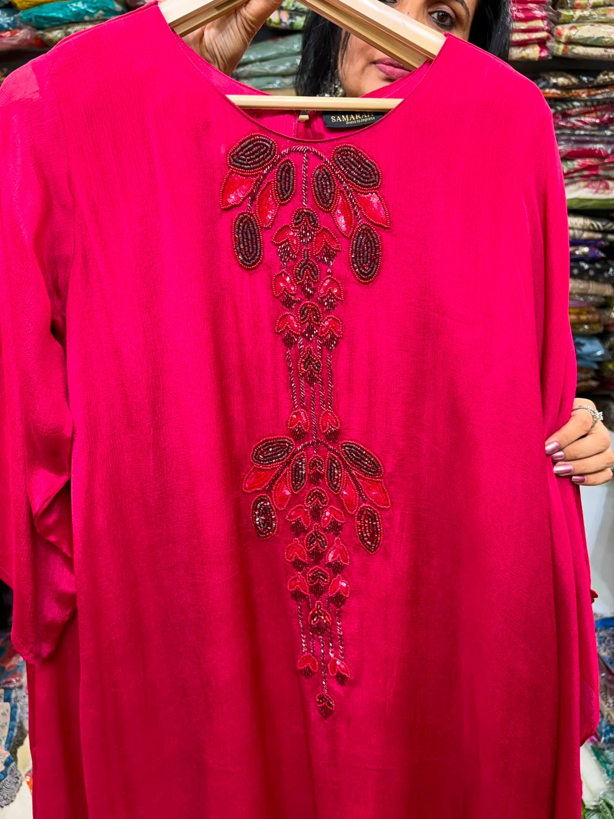 SCD-25 Designer Indo-Western Kaftan Style Mehroon Coord Set