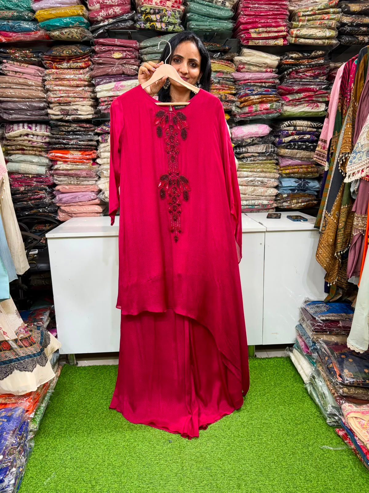 SCD-25 Designer Indo-Western Kaftan Style Mehroon Coord Set