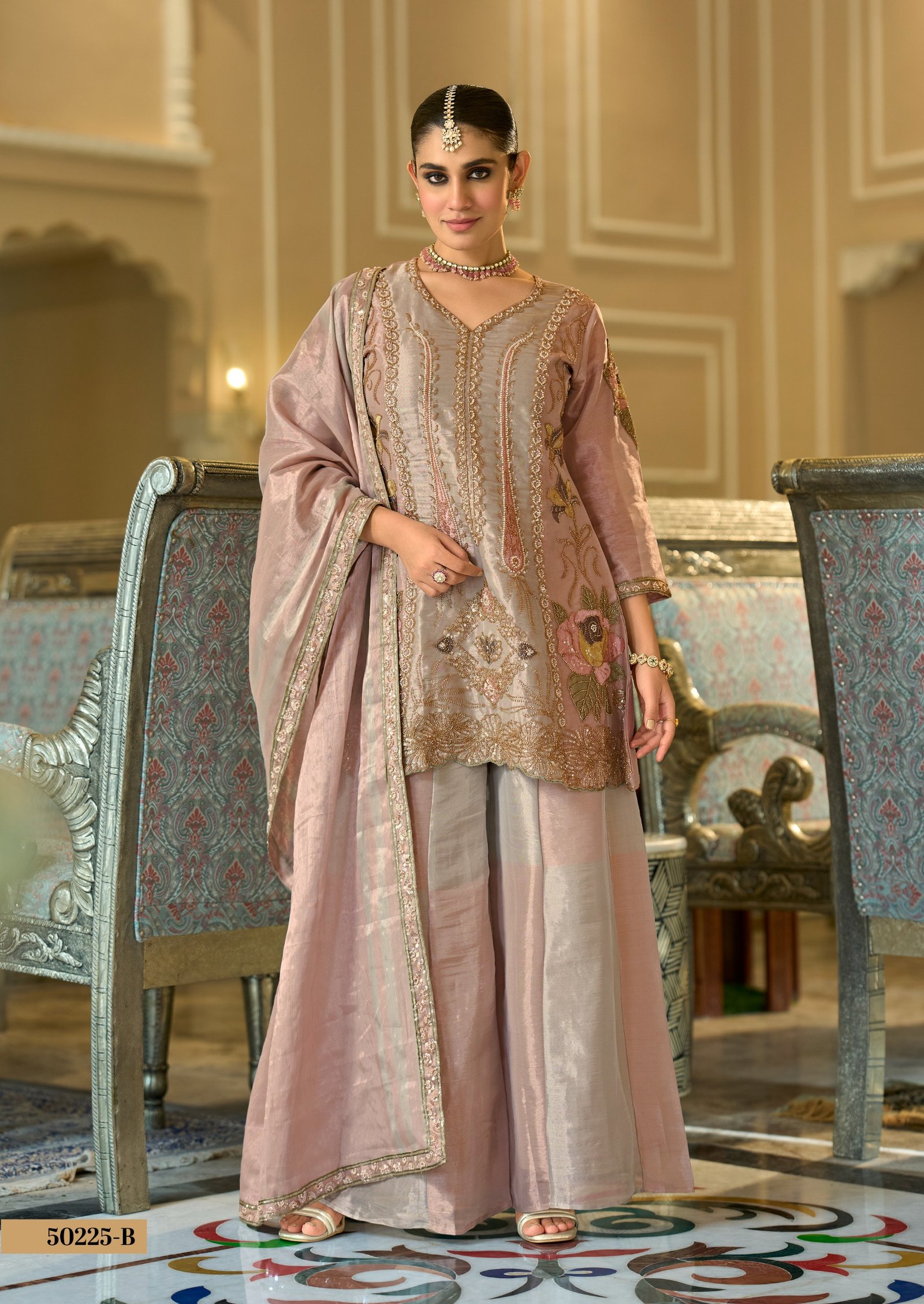 SCD-26 pure kanjiwaram silk tissue kurti with divider