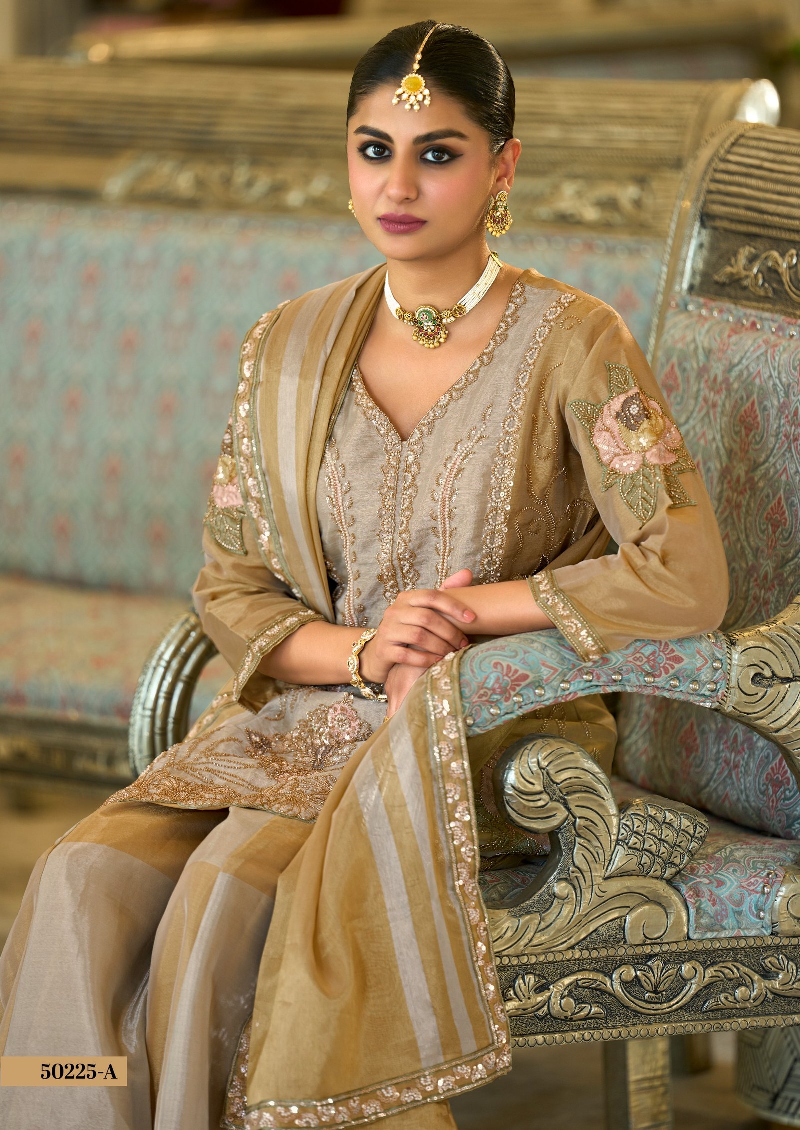 SCD-27 pure kanjiwaram silk tissue kurti with divider