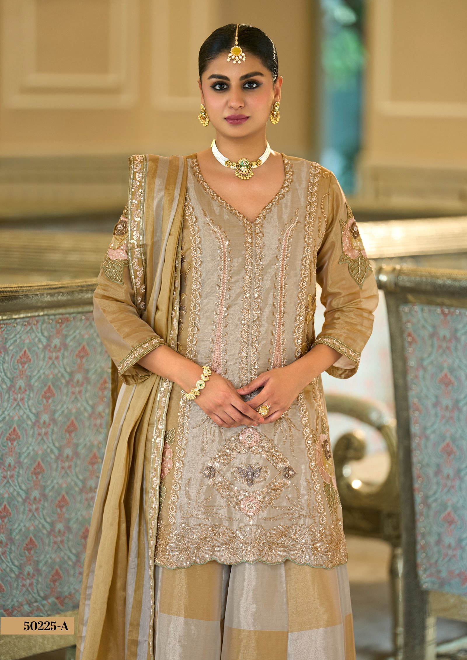 SCD-27 pure kanjiwaram silk tissue kurti with divider