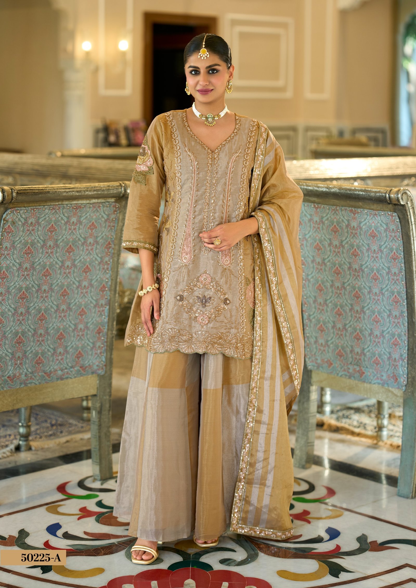 SCD-27 pure kanjiwaram silk tissue kurti with divider