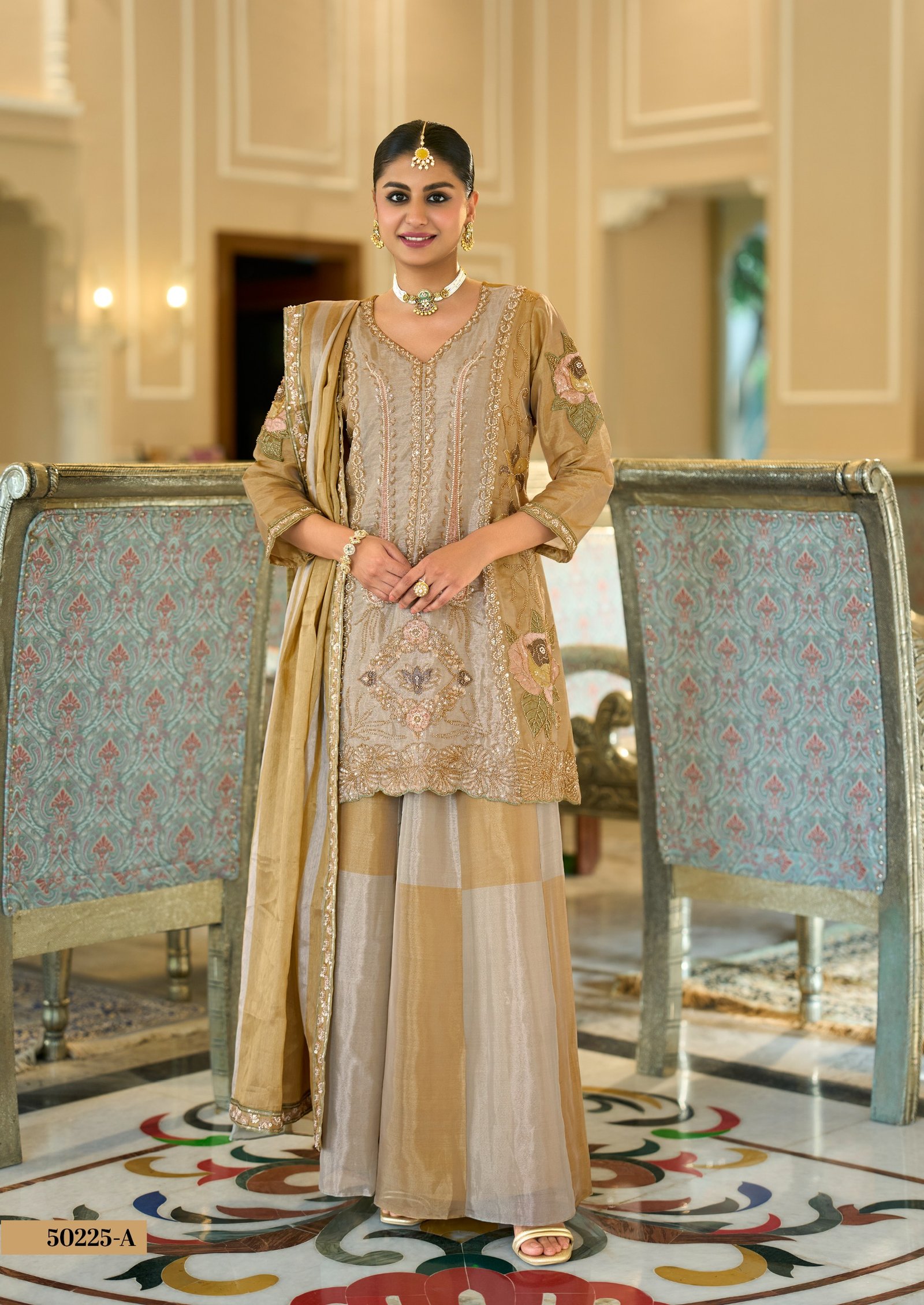SCD-27 pure kanjiwaram silk tissue kurti with divider