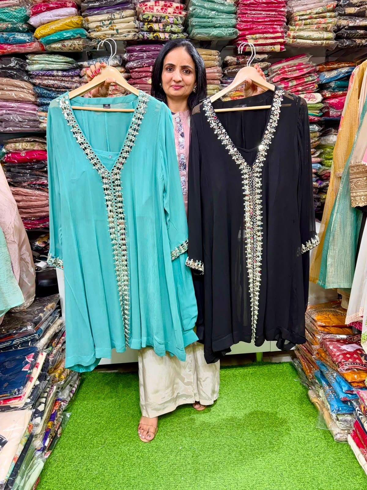 SCD 3- Pure Georgette Three Peice Indo Western Coord Set