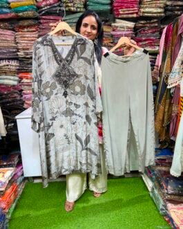SCD-35 Designer Pure Crape Hand Embroidered Coord Set