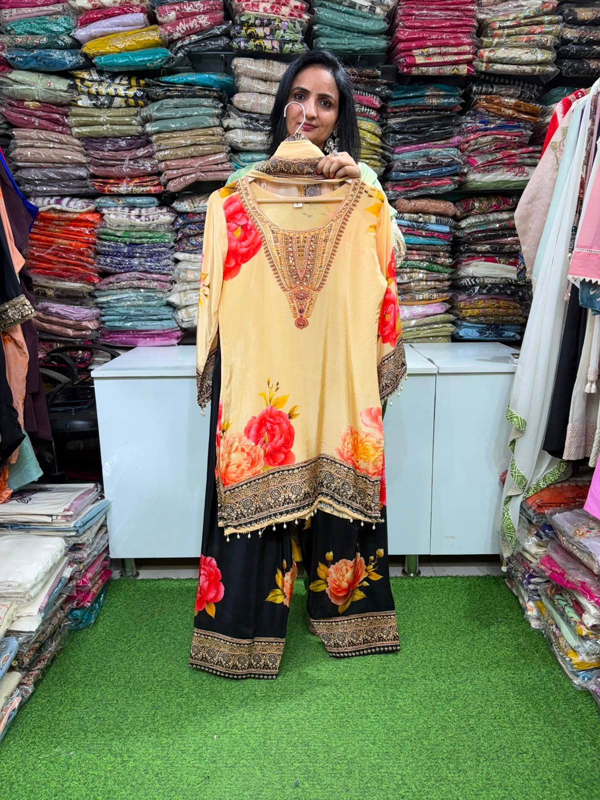 SCD-39 Designer Crape Farshi Suit Set