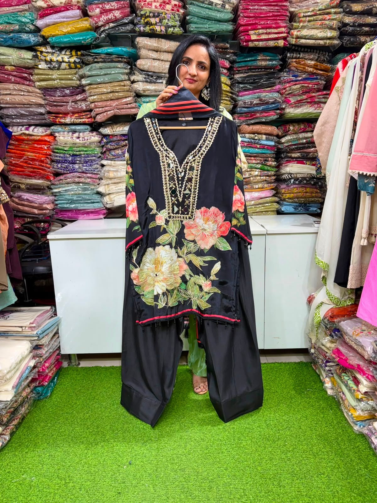 SCD - 42 Designer Black Farshi Suit Set