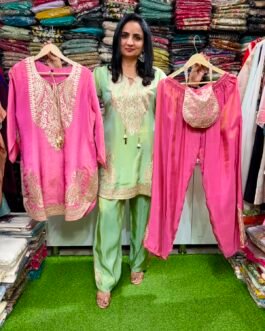 SCD-44 Designer Tissue Shimmer Gota Embroidered Coord Set