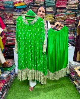 SCD-49 Pure Crape Anarkali Suit Set with mirror highlights