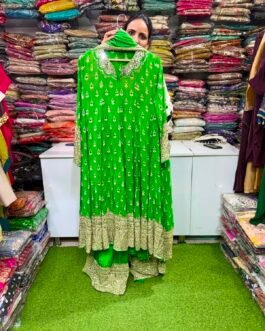 SCD-49 Pure Crape Anarkali Suit Set with mirror highlights