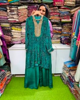 SCD 5- Pure Crape Bandhni Print Hand Embroidered Coord Set
