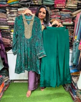 SCD 5- Pure Crape Bandhni Print Hand Embroidered Coord Set