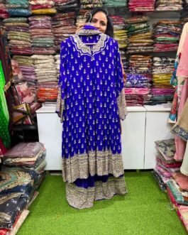 SCD-50 Designer Pure Crape Purple Anarkali Set