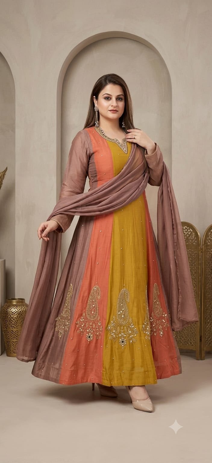 SCD 7- Pure Mal Chandheri Anarkali Set