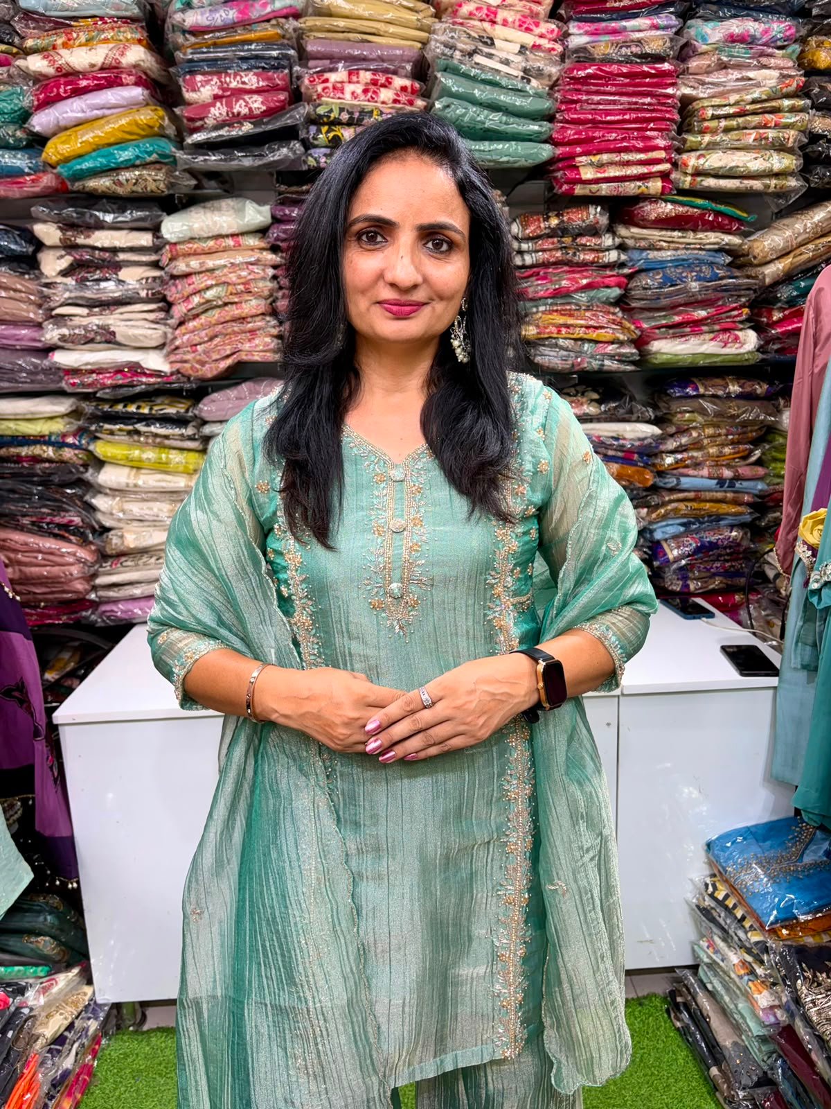 SCD 8- Pure Crush Designer Suit with Hand Embroidery