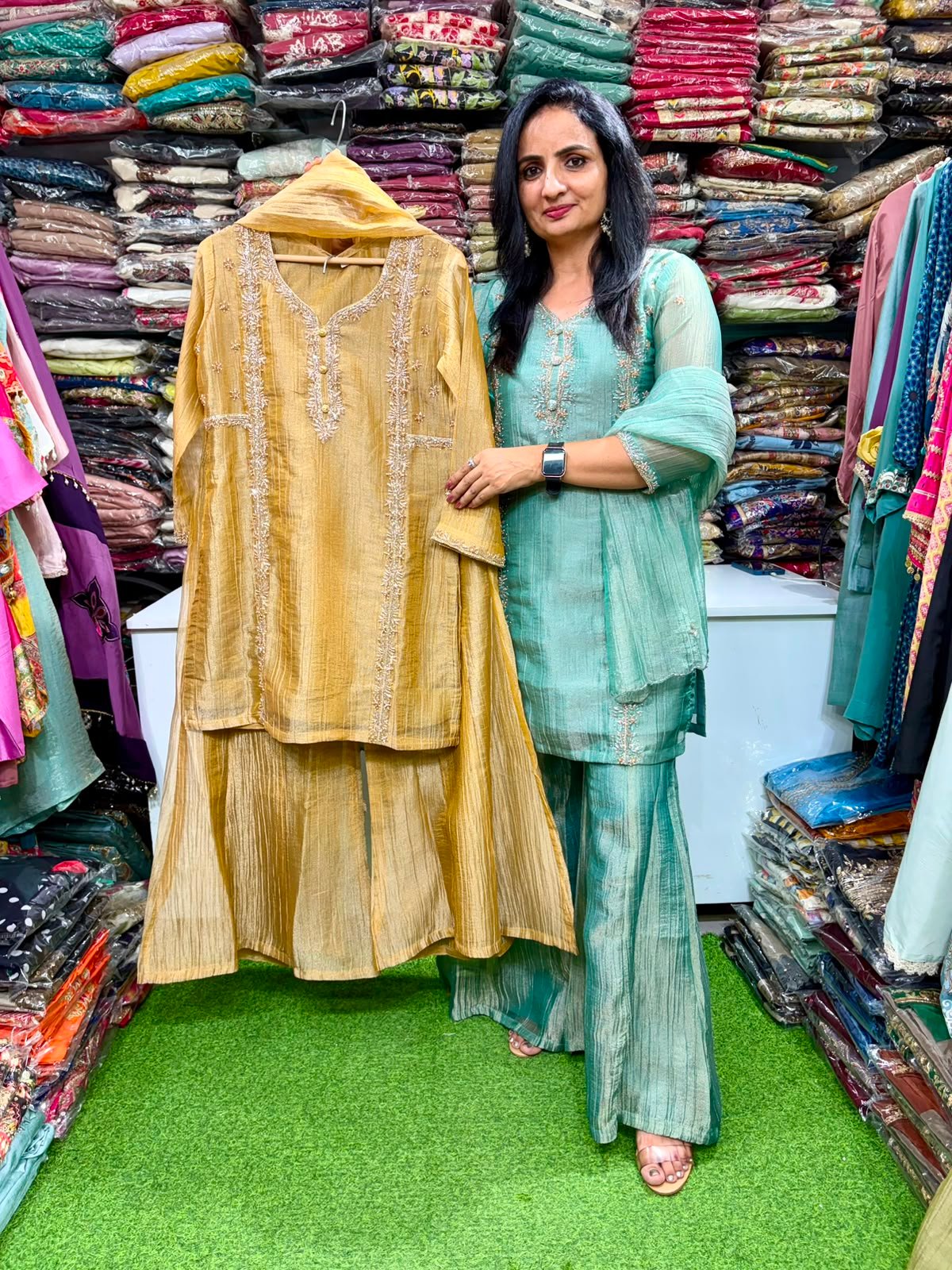 SCD 8- Pure Crush Designer Suit with Hand Embroidery