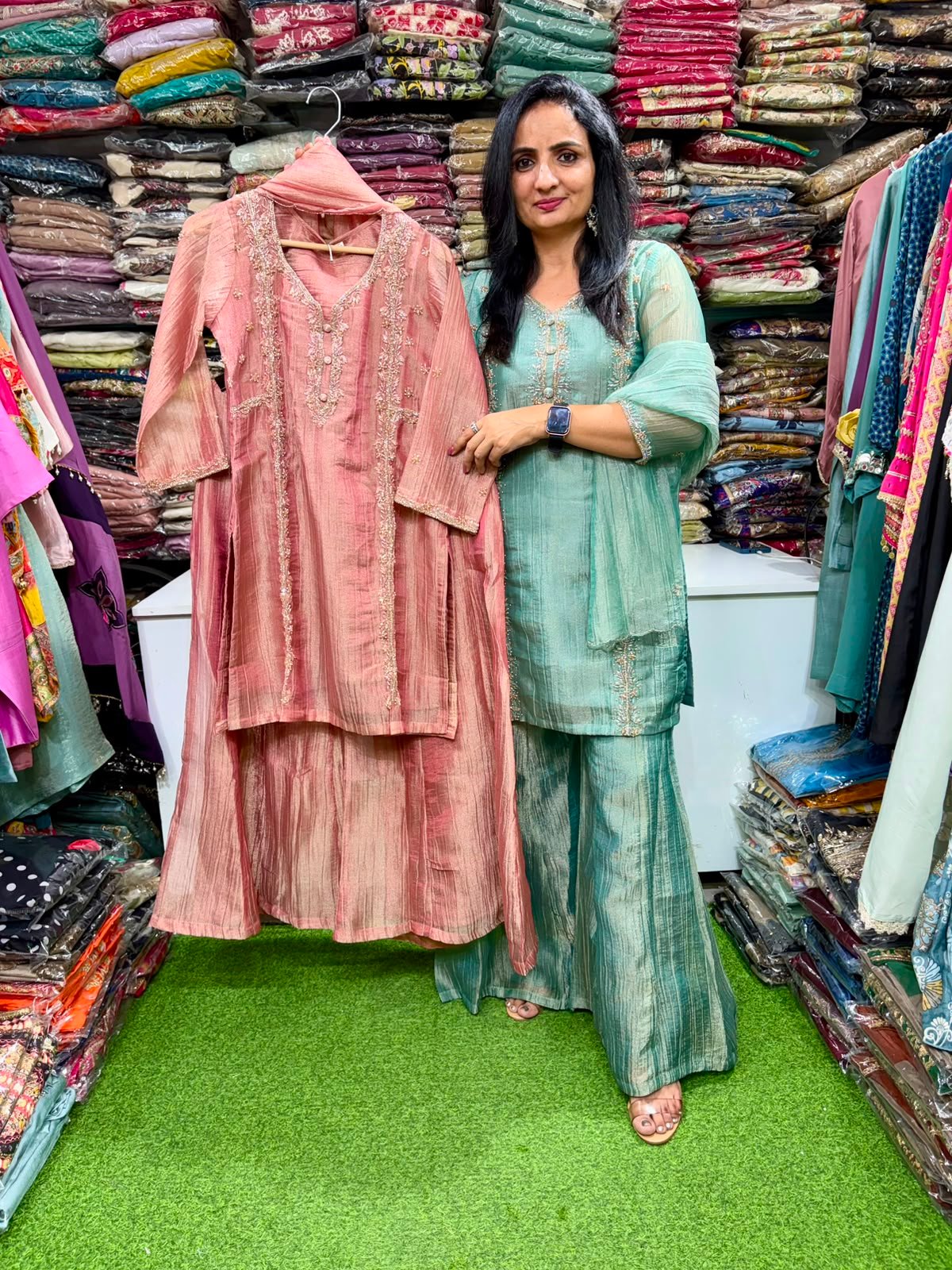 SCD 8- Pure Crush Designer Suit with Hand Embroidery