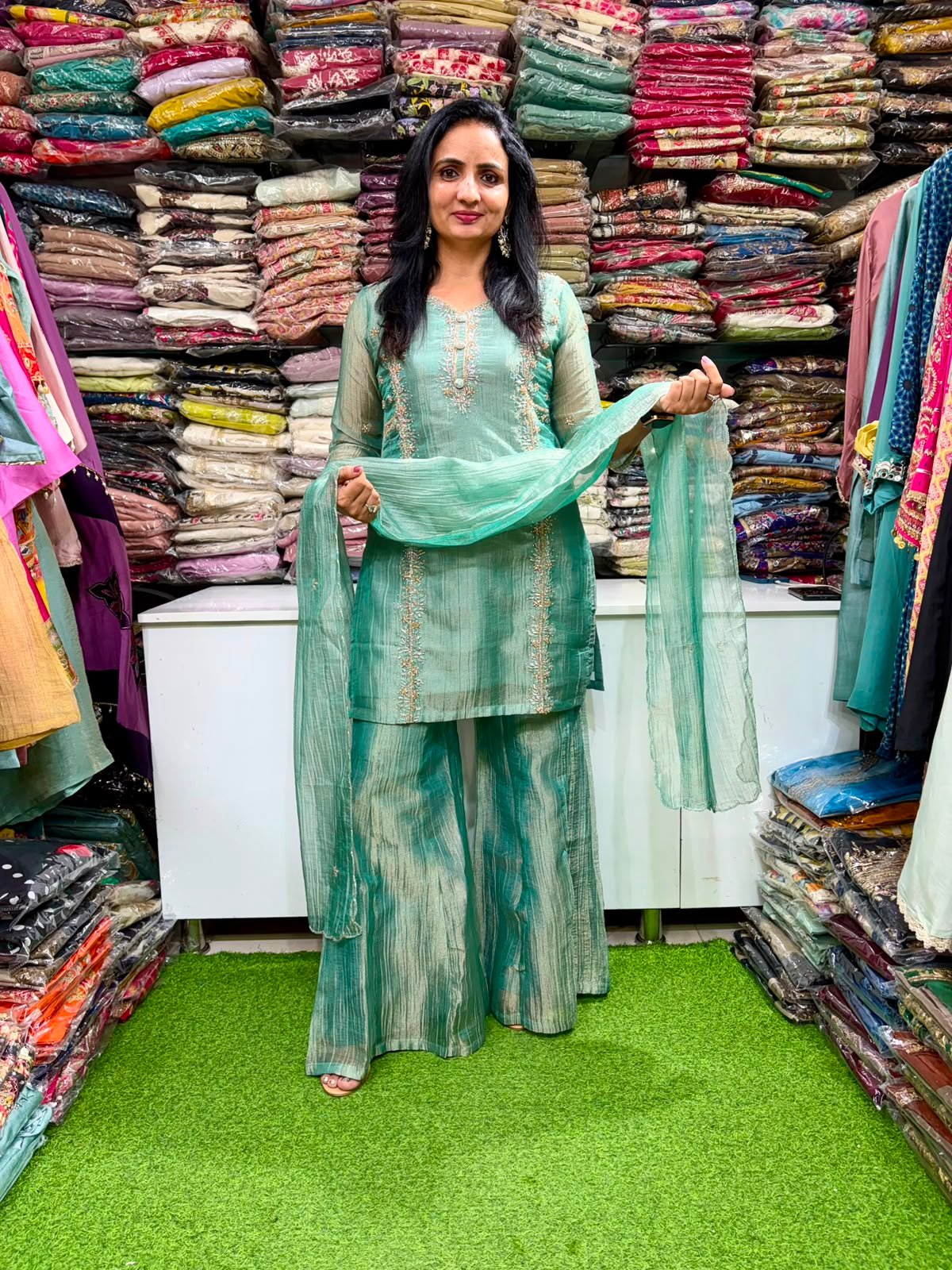 SCD 8- Pure Crush Designer Suit with Hand Embroidery