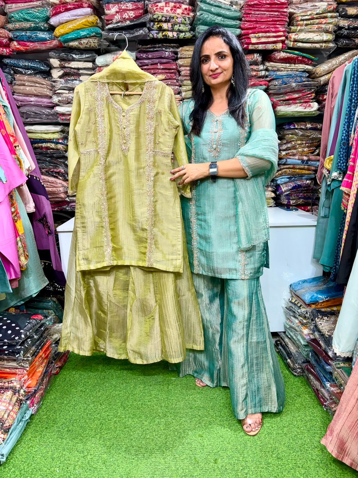 SCD 8- Pure Crush Designer Suit with Hand Embroidery