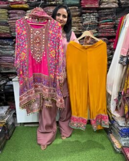SCD-79 Pure Crape Designer Short Anarkali with Farshi