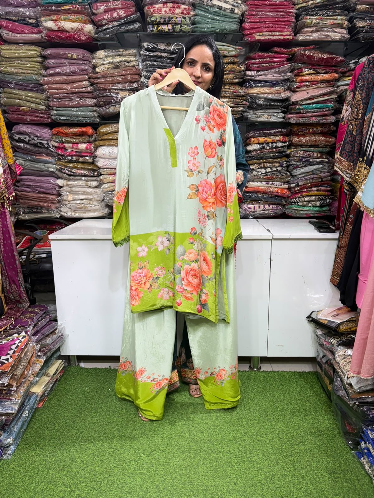 Pure Crape Digital Print Coord with Farshi Pants