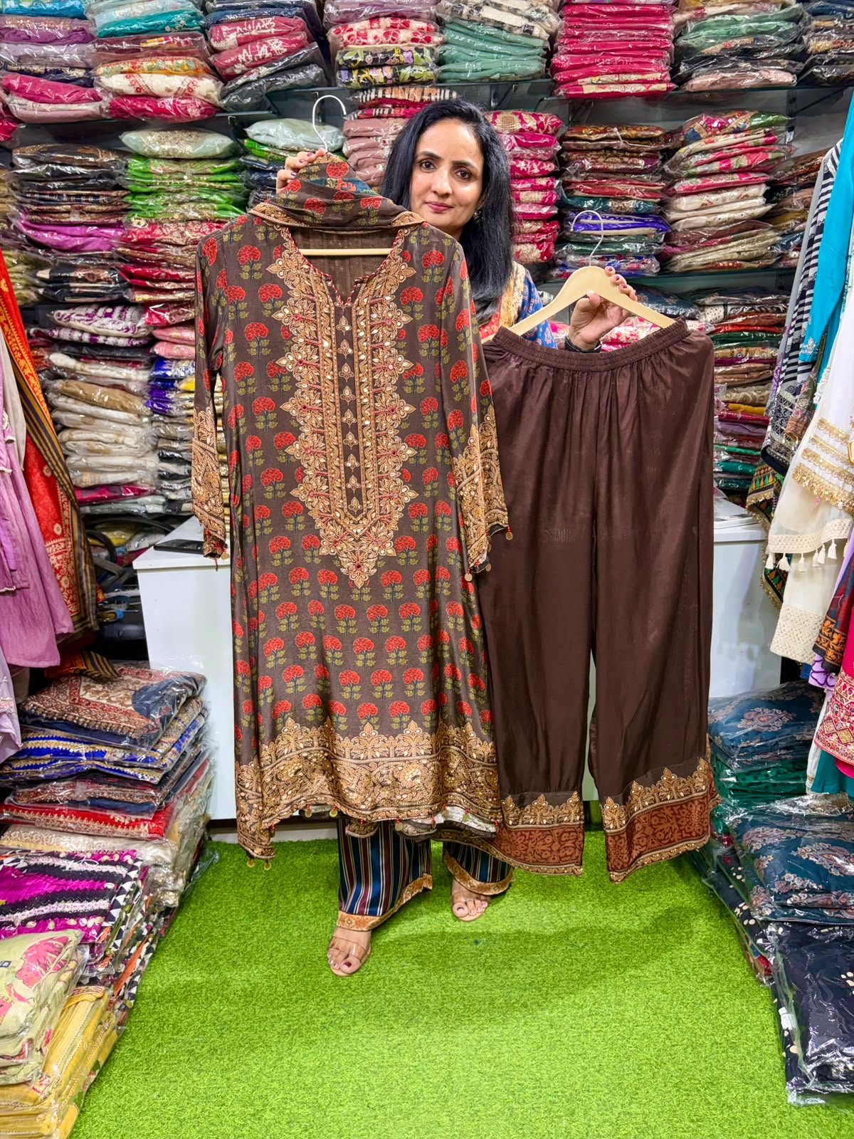 Pure-Crape-Designer-A-Line-Suit-Set