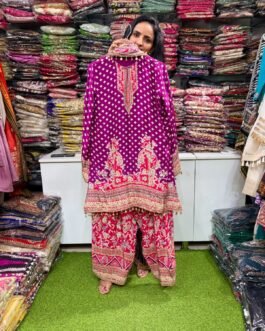SCD-111 Pure Crape Designer Suit Set with Farshi
