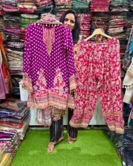 SCD-111 Pure Crape Designer Suit Set with Farshi