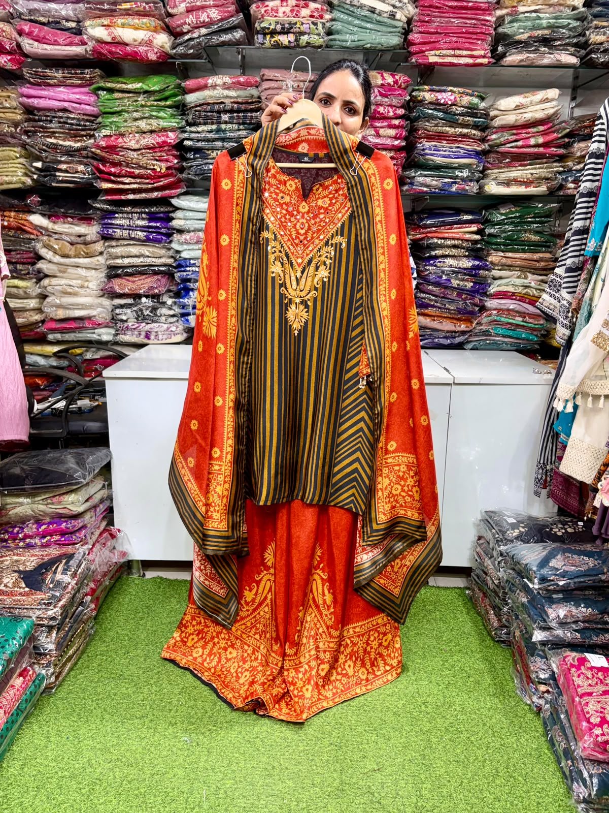 Designer Suit Set paired with Plazzo