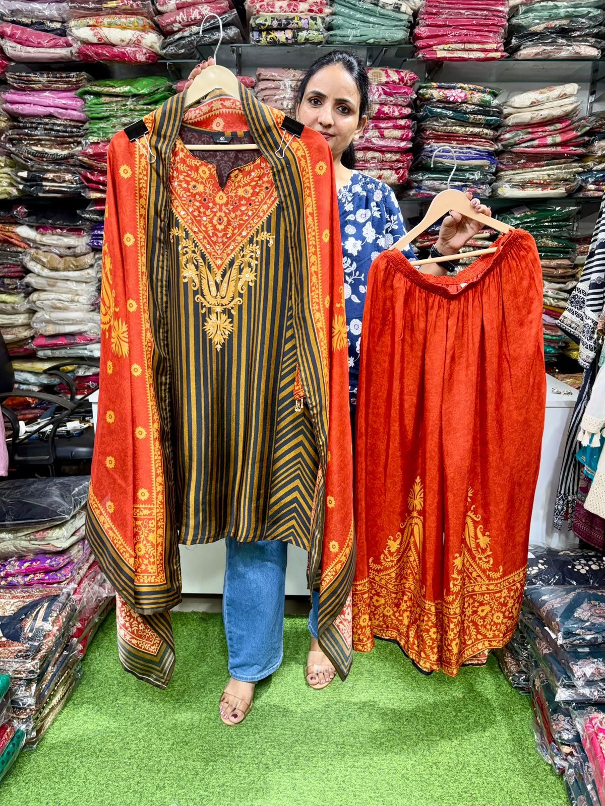 Designer Suit Set paired with Plazzo