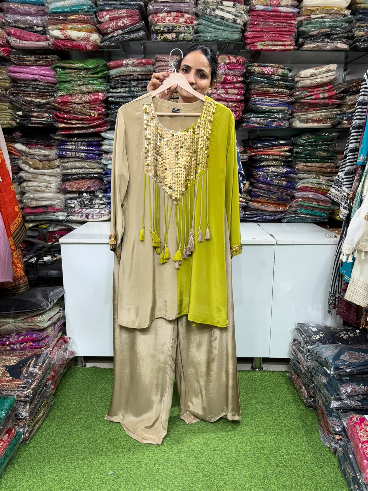 Designer Crape Coord in Half n Half
