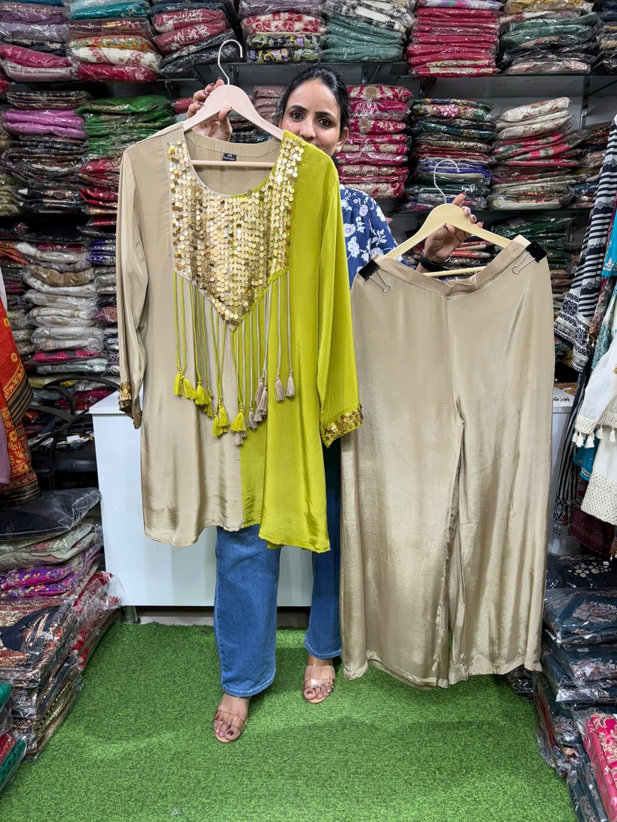 Designer Crape Coord in Half n Half