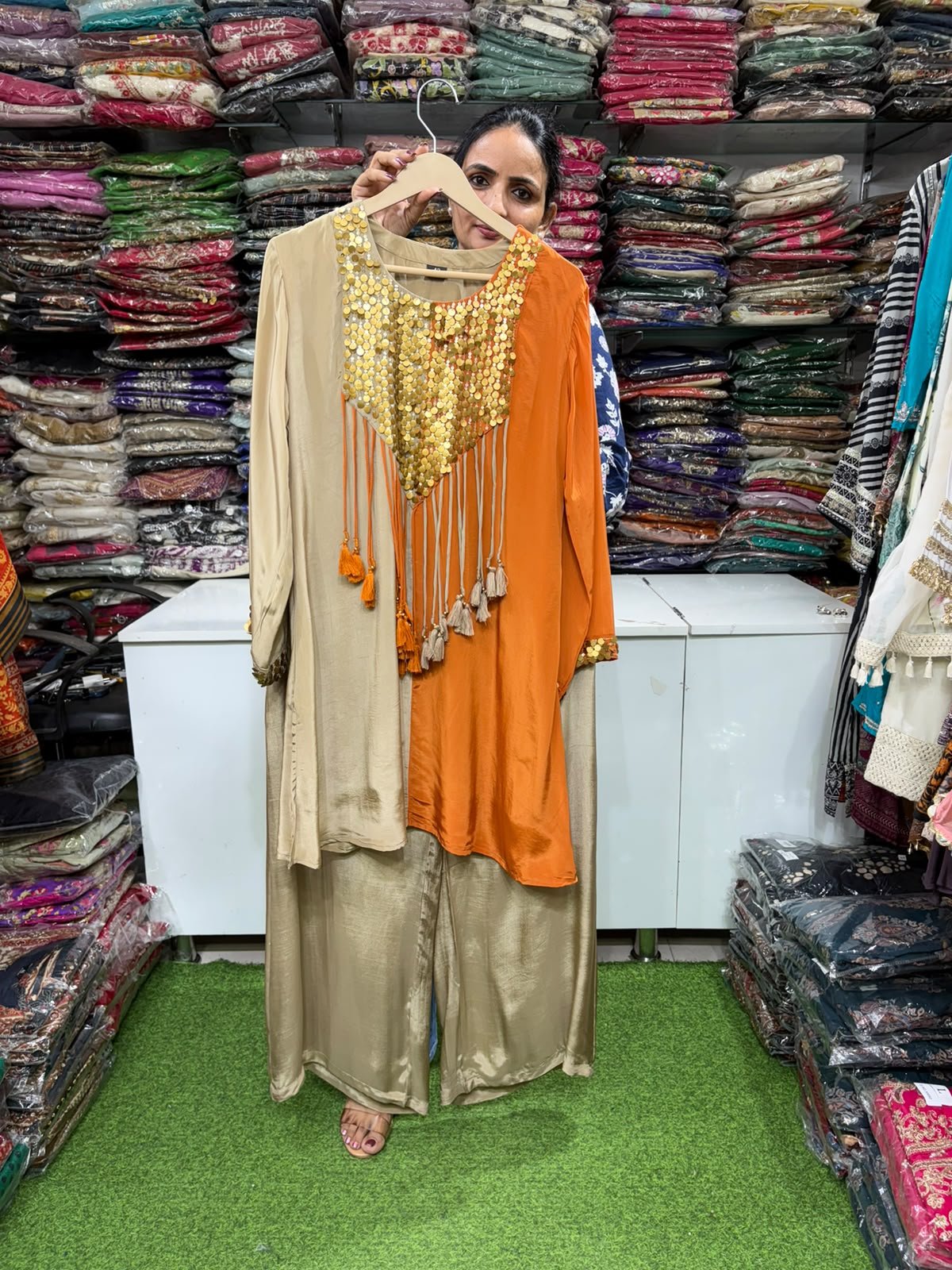Designer Crape Coord in Half n Half