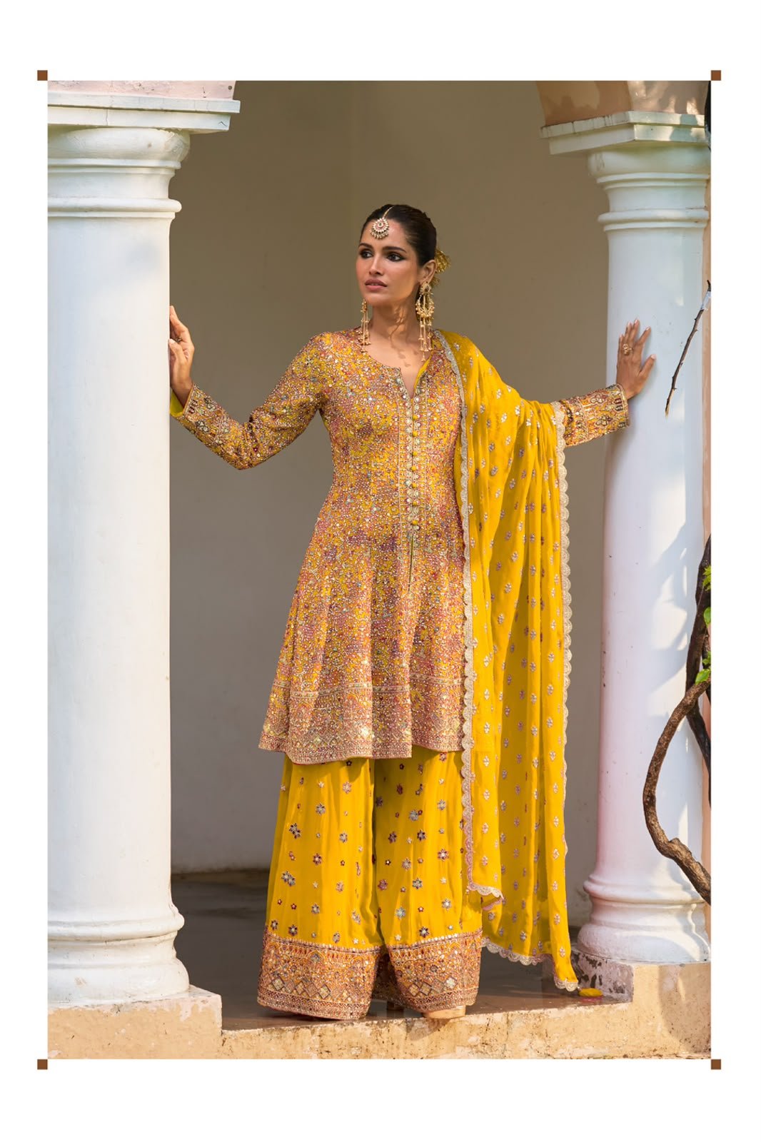 Designer Fully Embroidered Party Wear Peplum with Divider