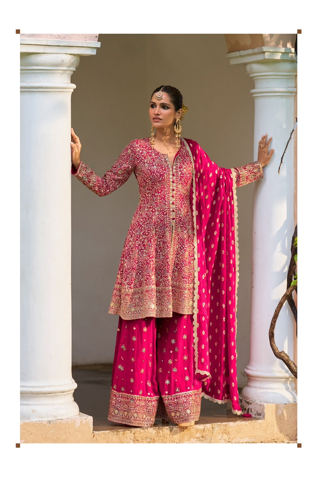 Designer Fully Embroidered Party Wear Peplum with Divider