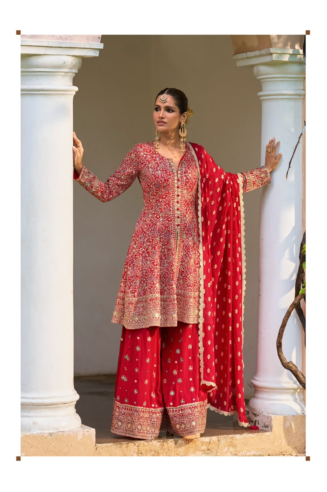 Designer Fully Embroidered Party Wear Peplum with Divider