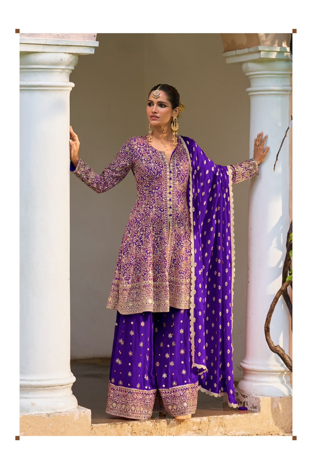 Designer Fully Embroidered Party Wear Peplum with Divider