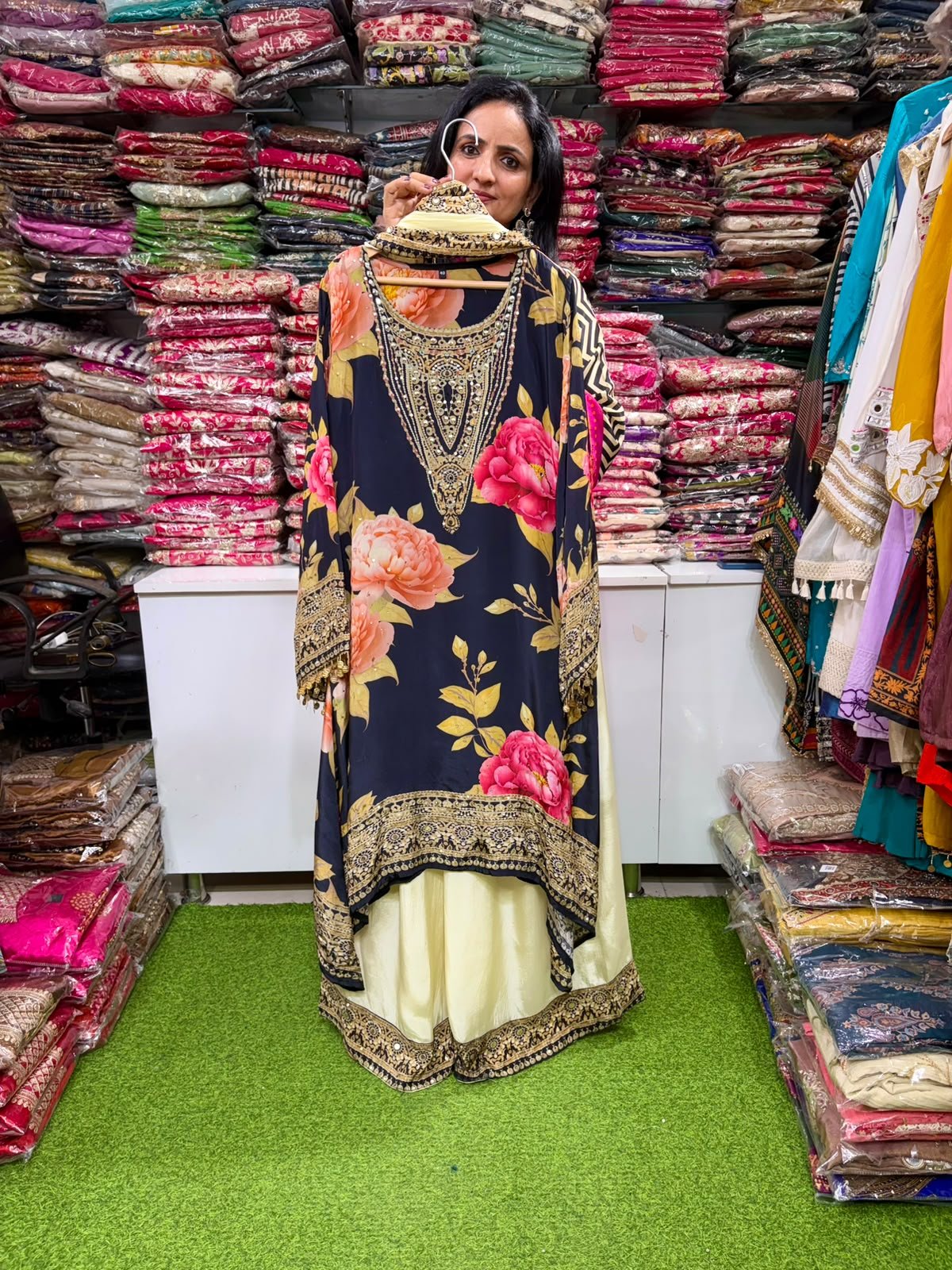 Designer Pure Crape C Cut Suit Set