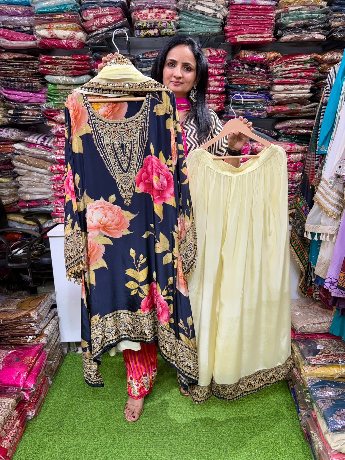 Designer Pure Crape C Cut Suit Set