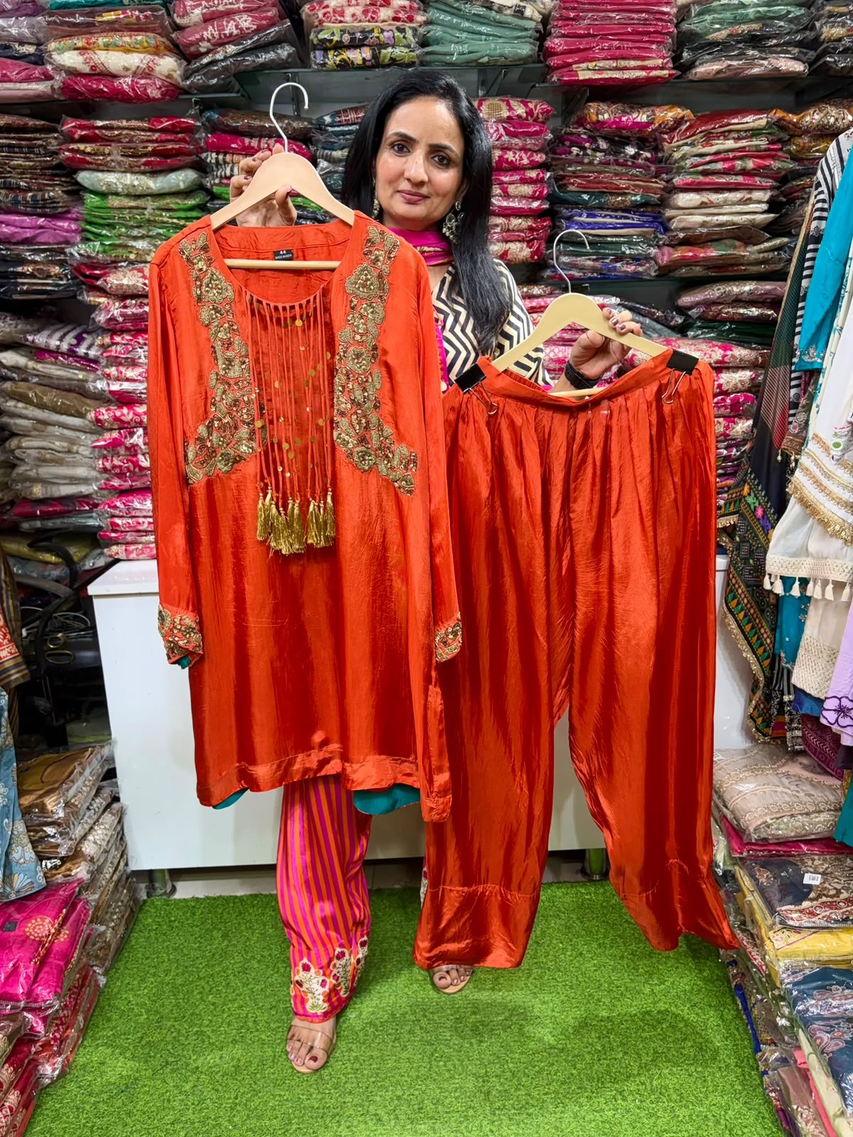 SCD-133 Designer Crape Silk Coord Set with Farshi