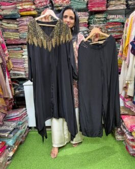 SCD- 60 Pure Crape Designer Hand Embroidered Coord Set