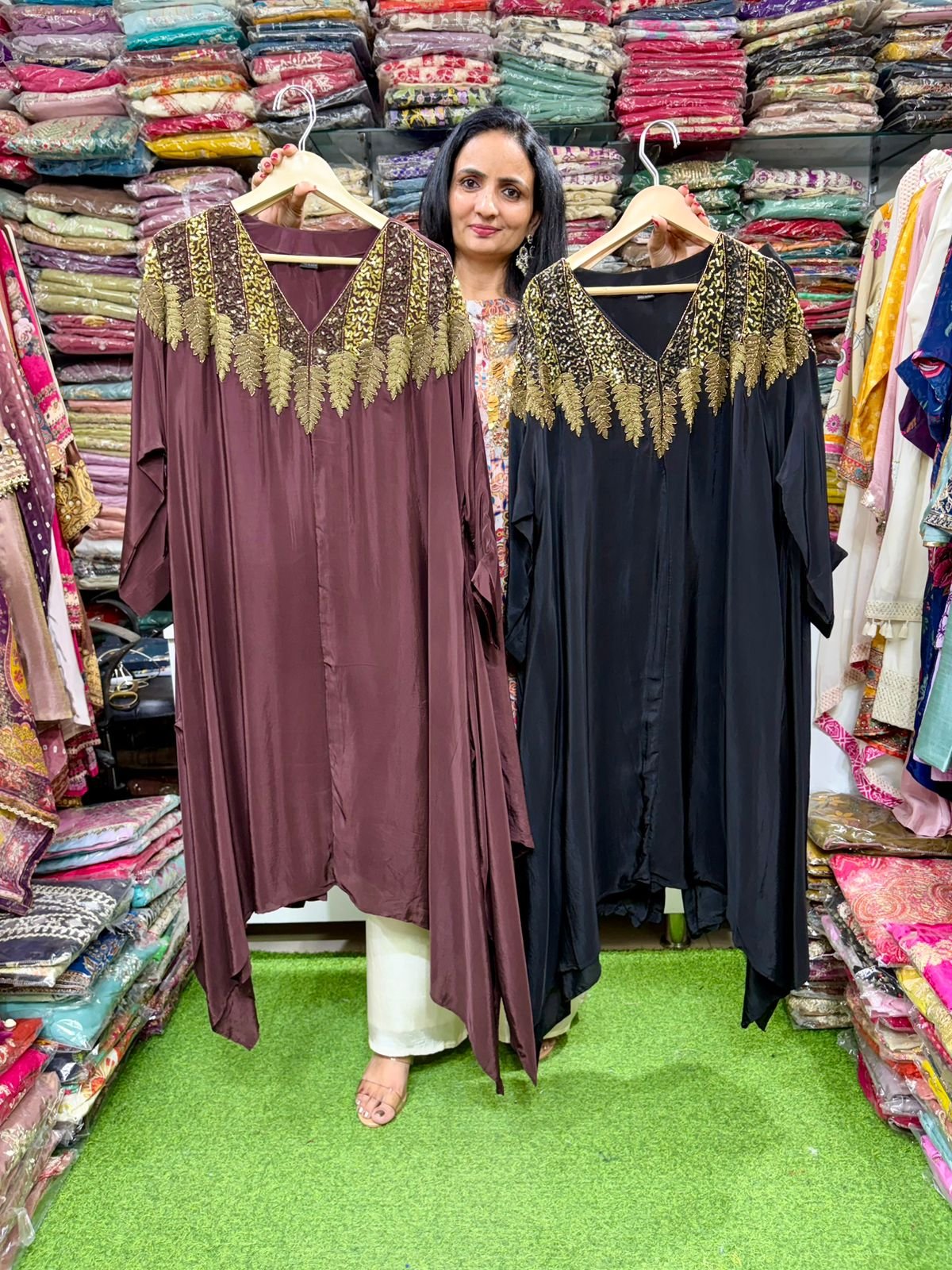 SCD- 60 Pure Crape Designer Hand Embroidered Coord Set