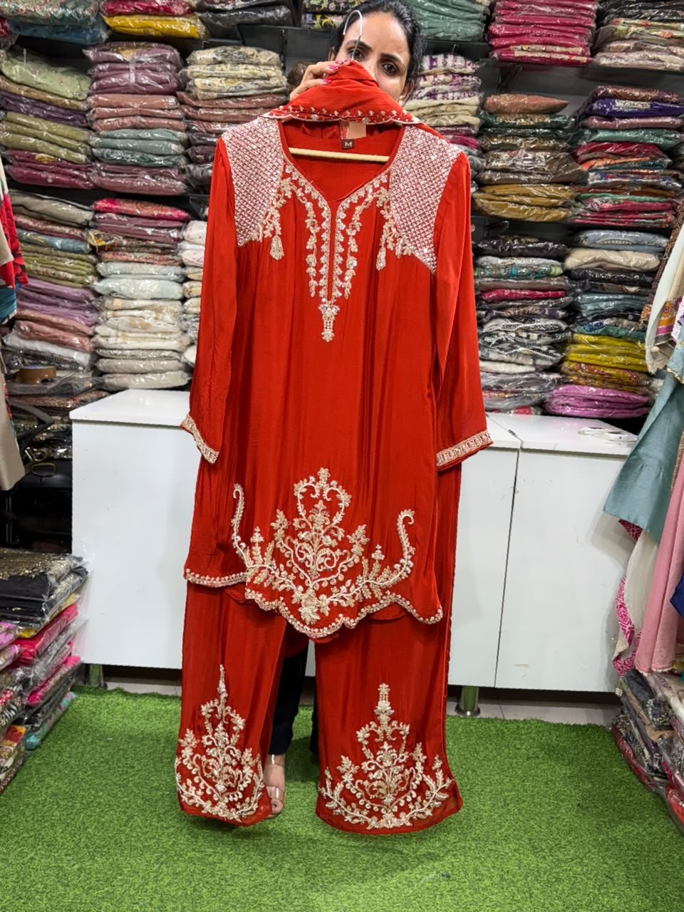 SCD - 64 Pure Chinon Partywear Suit Set